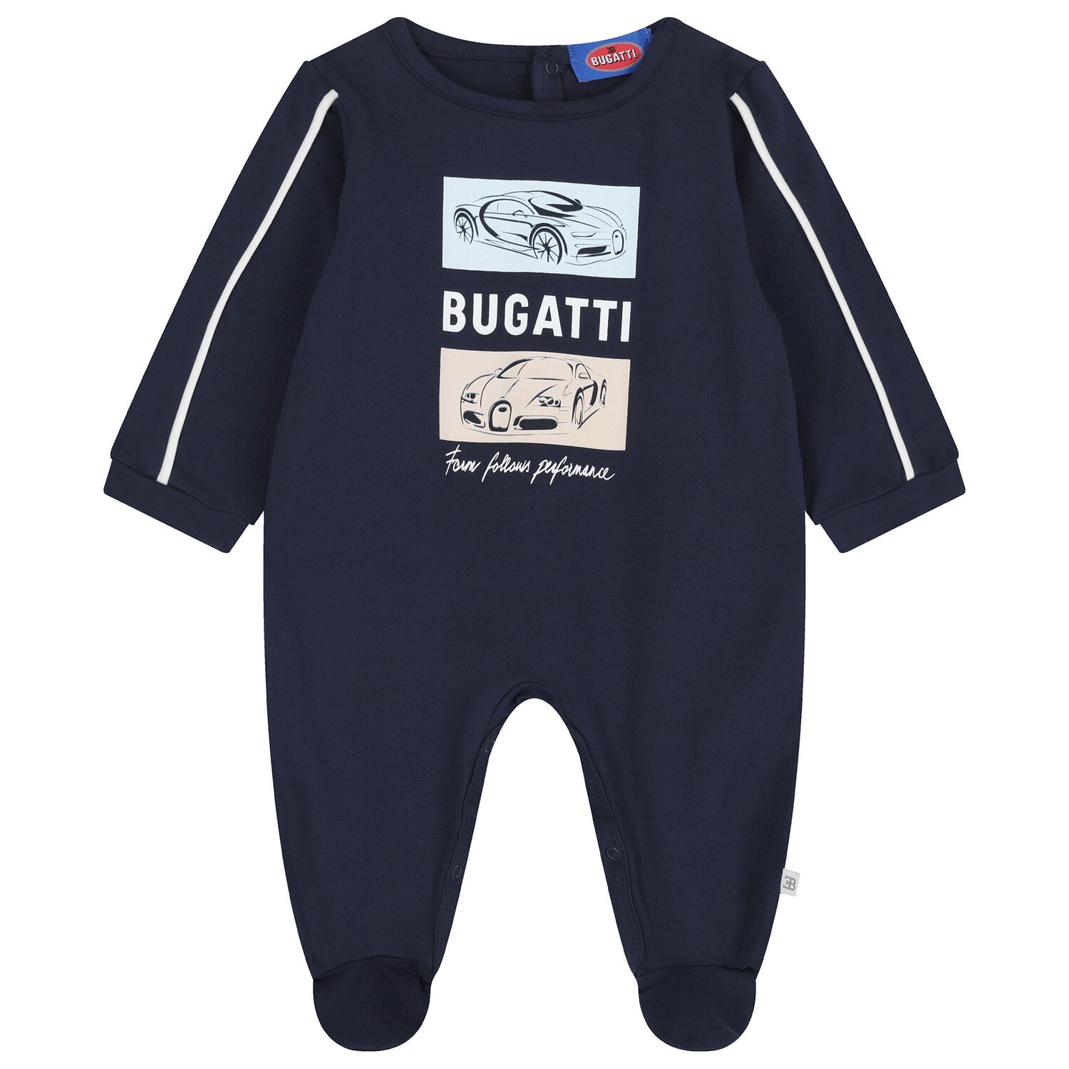 Baby Boys Navy Blue Logo Babygrow, 3, hi-res
