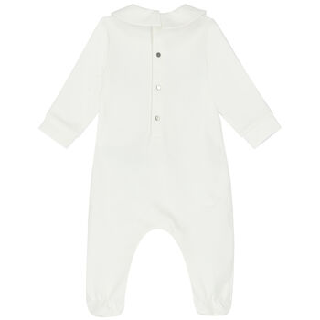 Baby Boys White Logo Babygrow