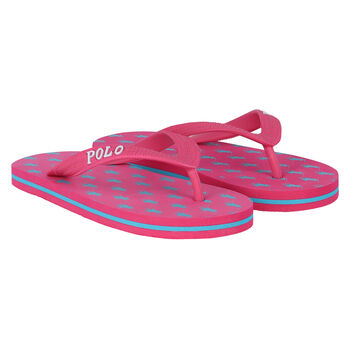 Girls Pink Logo Flip Flops