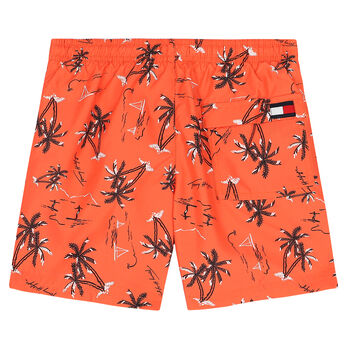 Boys Orange Logo Swim Shorts