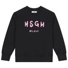 Girls Black Logo Sweatshirt, 2, hi-res