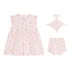 Baby Girls Pink Strawberry Dress Set, 1, hi-res