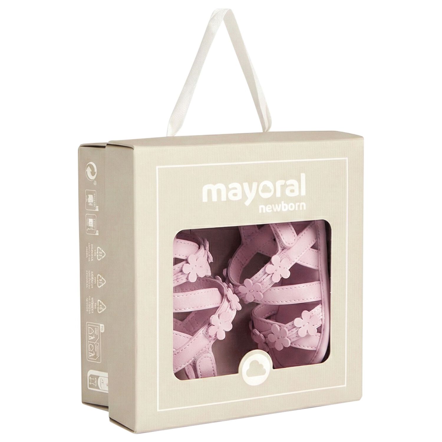 Baby Girls Pink Flower Sandals , 1, hi-res