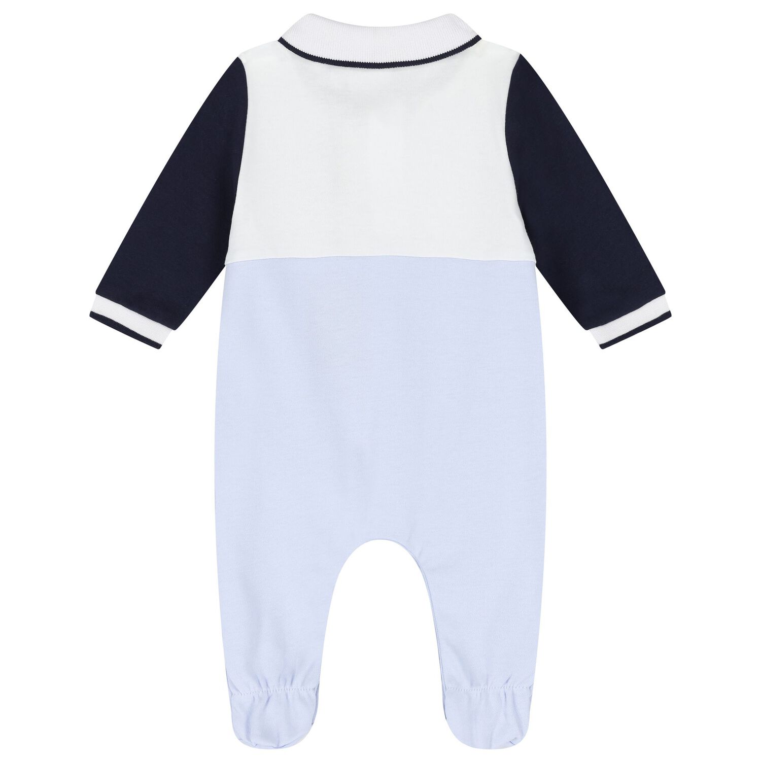 Baby Boys White & Blue Logo Babygrow, 3, hi-res