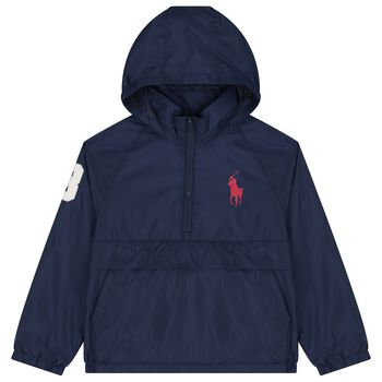 Boys Navy Blue Pony Logo Jacket