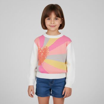 Girls Multi-Coloured Heart Knitted Sweatshirt