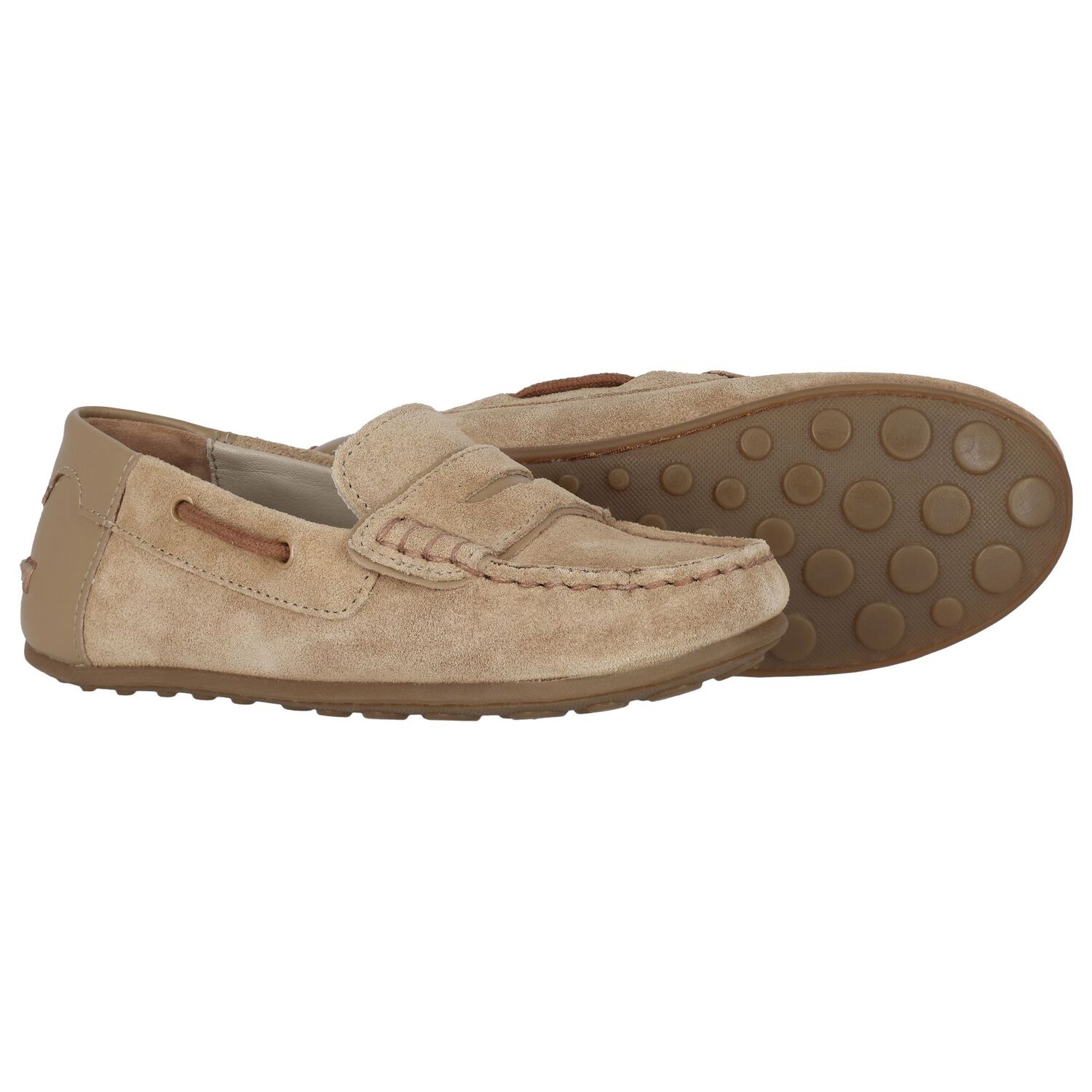 Boys Beige Suede Leather Moccasins, 2, hi-res