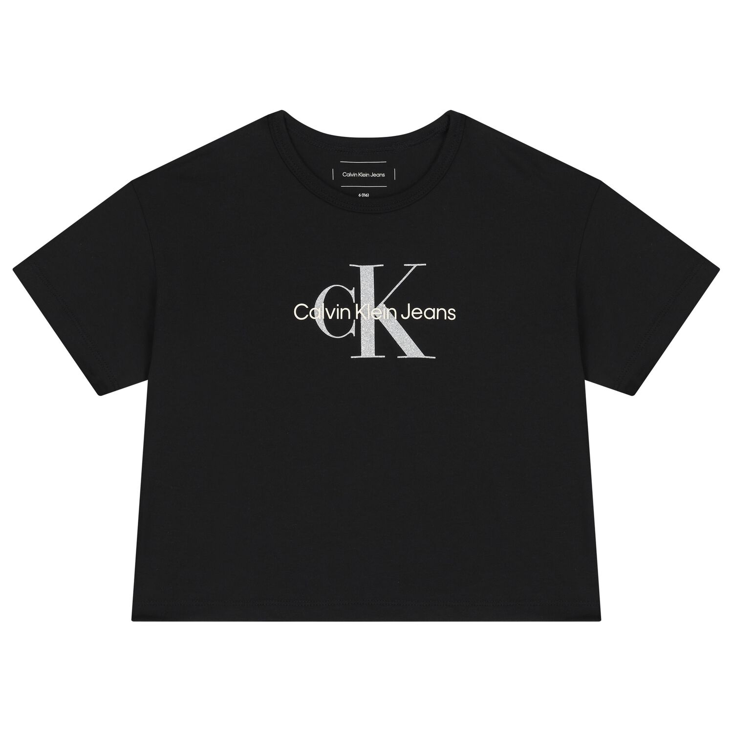 تيشيرت بنات بالشعار باللون الأسود, 1, hi-res image number null