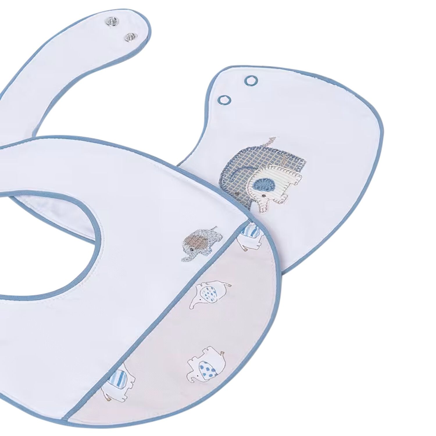 Baby Boys White & Blue Bibs ( 2 Pack ), 2, hi-res