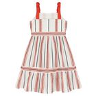 Girls Ivory & Red Striped Dress, 1, hi-res