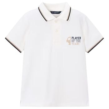 Boys White Logo Polo Shirt