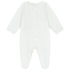 Baby Girls White Teddy Bear Logo Babygrow, 1, hi-res