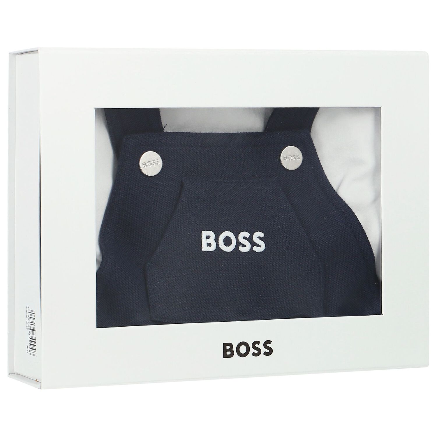 Baby Boys White & Navy Blue Logo Dungaree Set, 2, hi-res