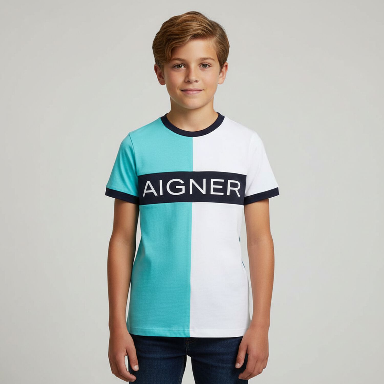 Boys Blue & White Logo T-Shirt, 1, hi-res image number null