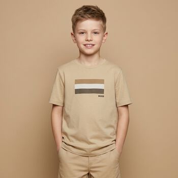Boys Beige Logo T-Shirt