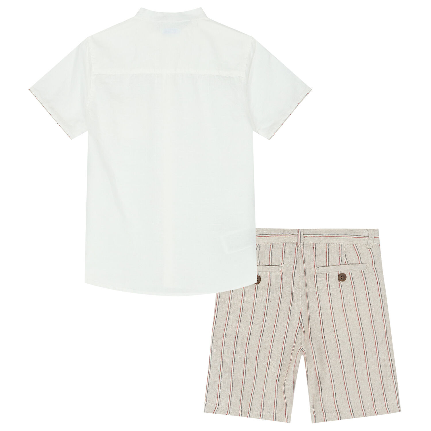 Boys White & Beige Shorts Set, 2, hi-res