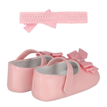 Baby Girls Pink Shoes & Headband Set