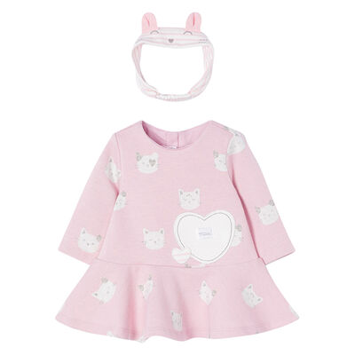 Baby Girls Pink Cat Dress Set