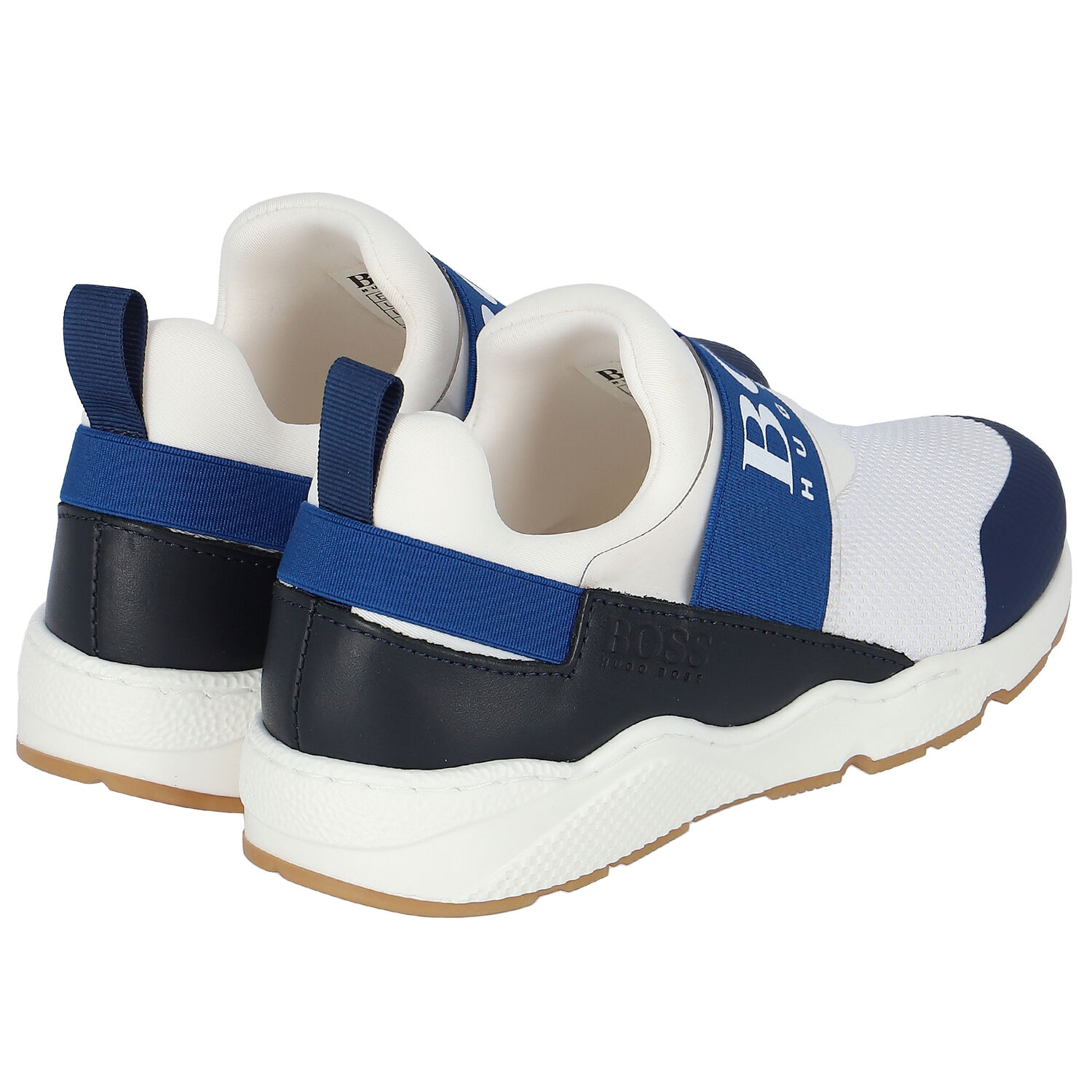Boys White Logo Trainers, 3, hi-res