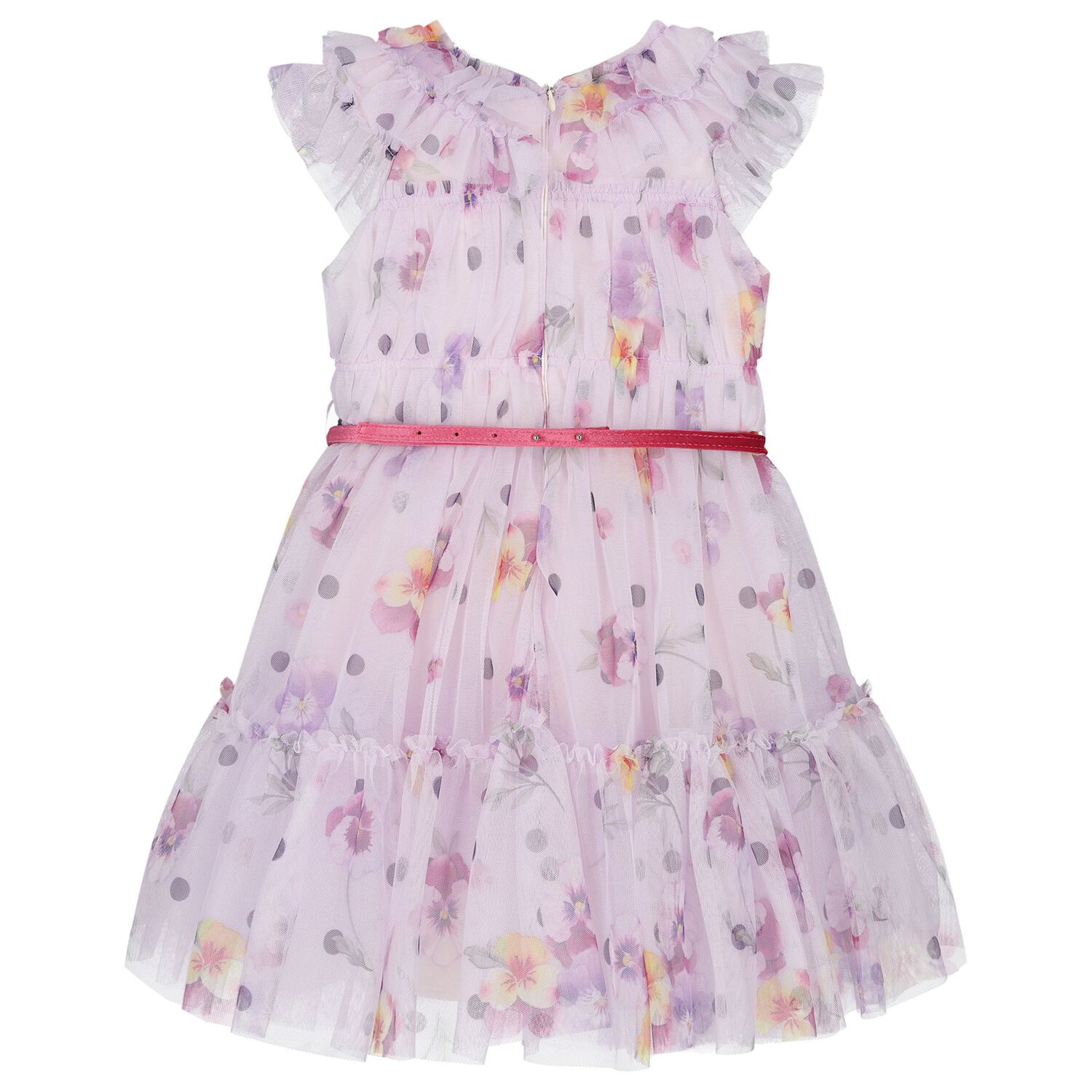 Girls Lilac Floral Dress, 1, hi-res