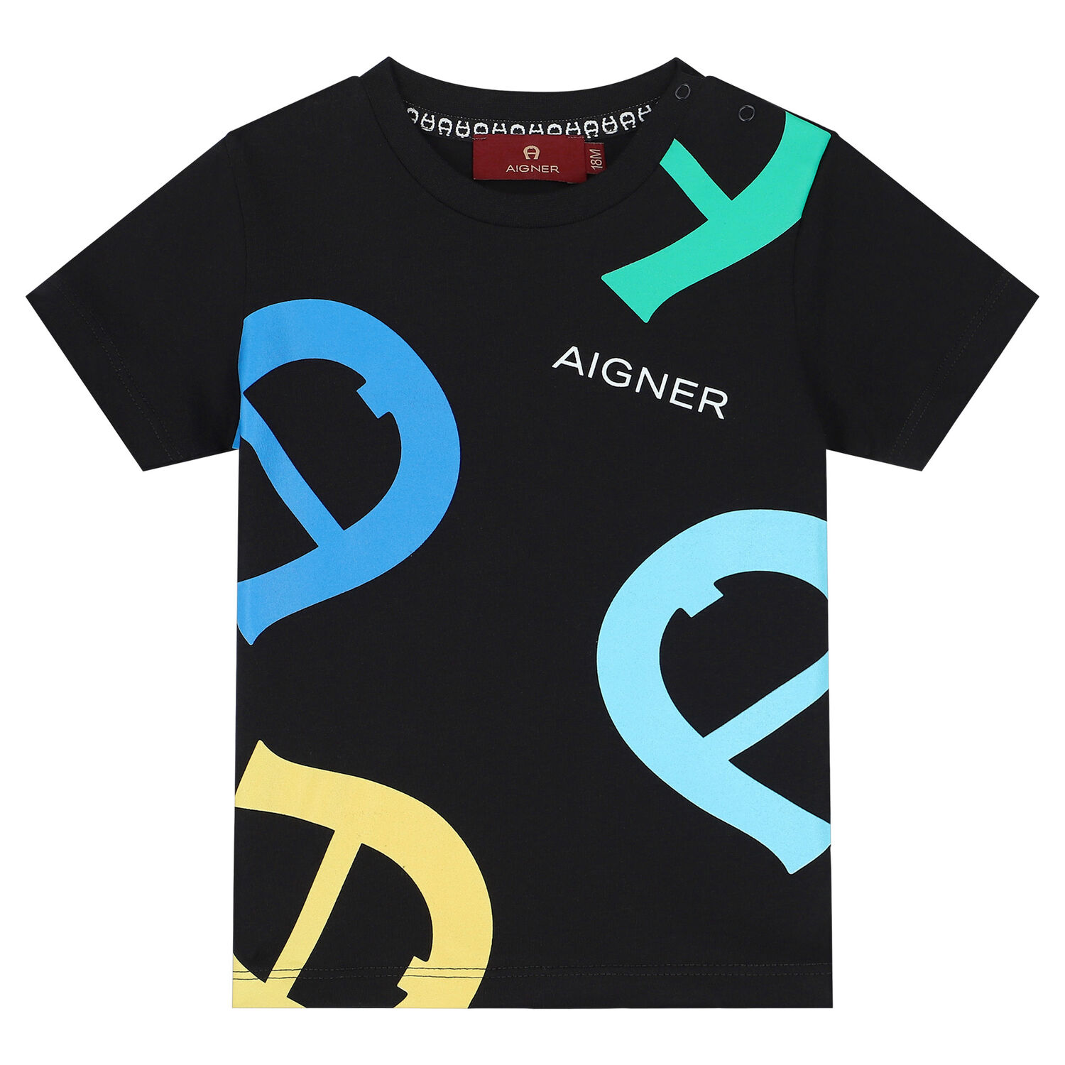 تيشيرت بالشعار باللون الأسود للأولاد, 1, hi-res