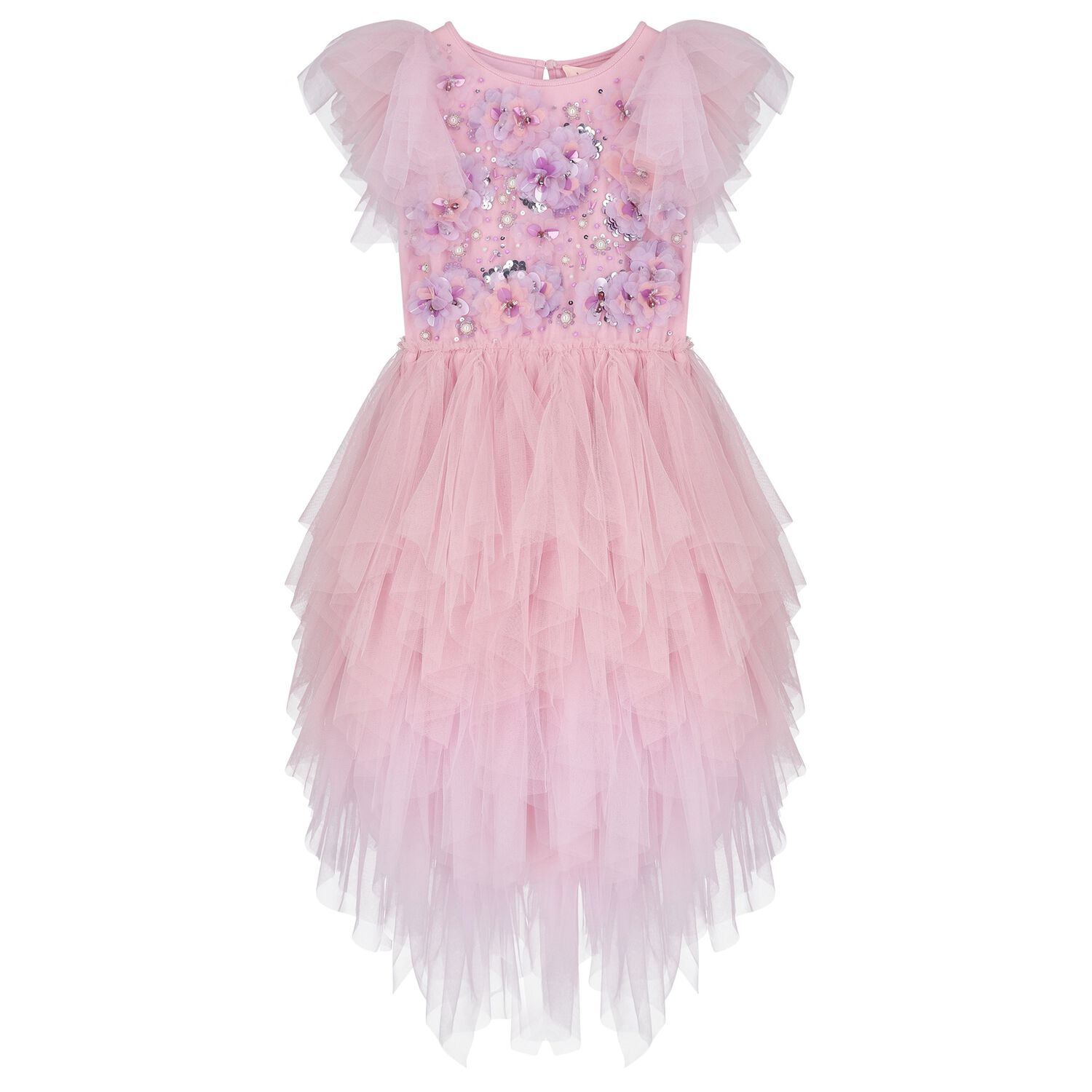 Girls Pink & Purple Ruffled Tulle Dress, 1, hi-res