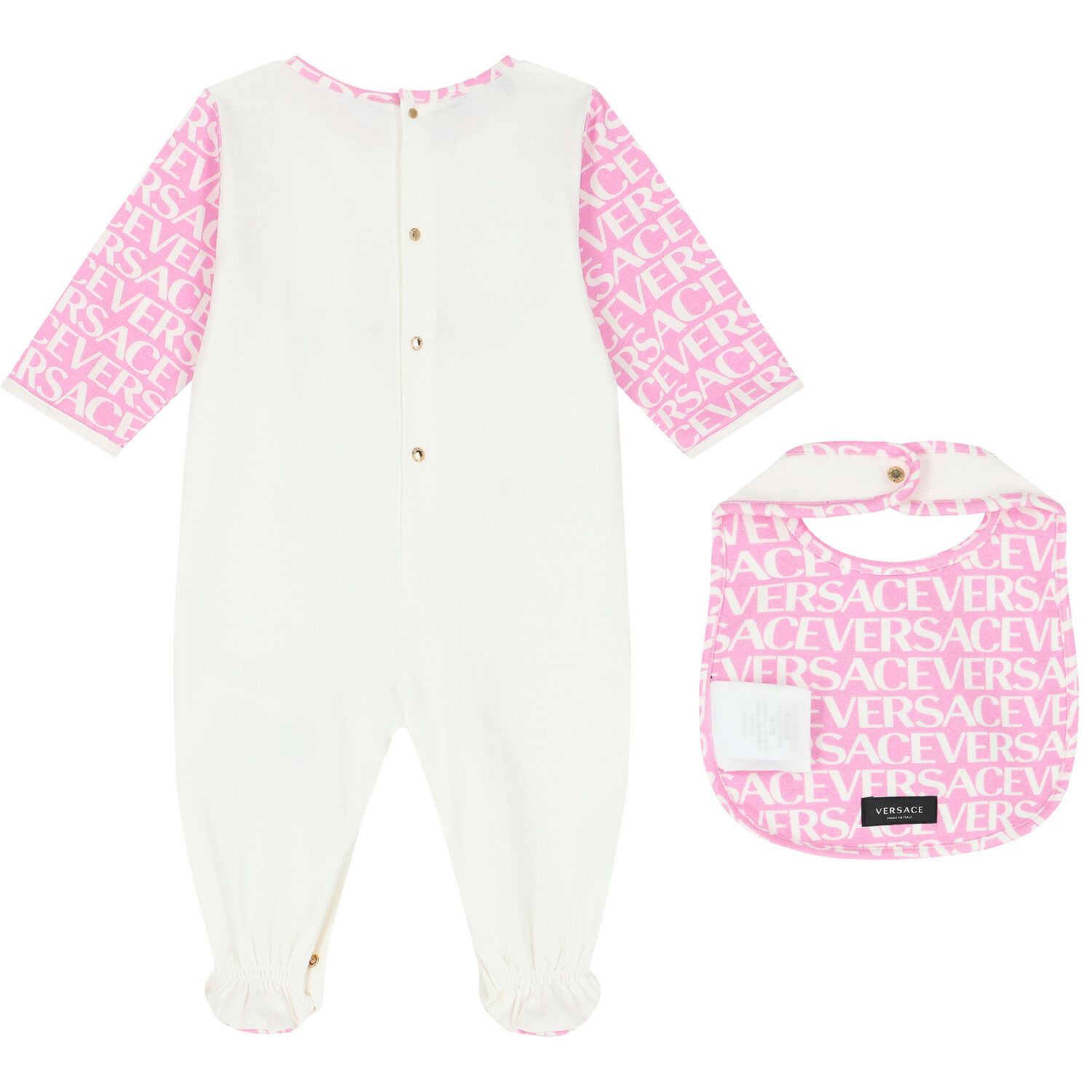 Baby Girls Ivory & Pink Logo Babygrow Set, 1, hi-res image number null