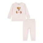 Baby Girls Pink Polo Bear Tracksuit, 1, hi-res