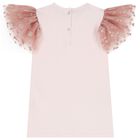 طقم بنات تنورة تول بطبعة باللون الوردي, 1, hi-res