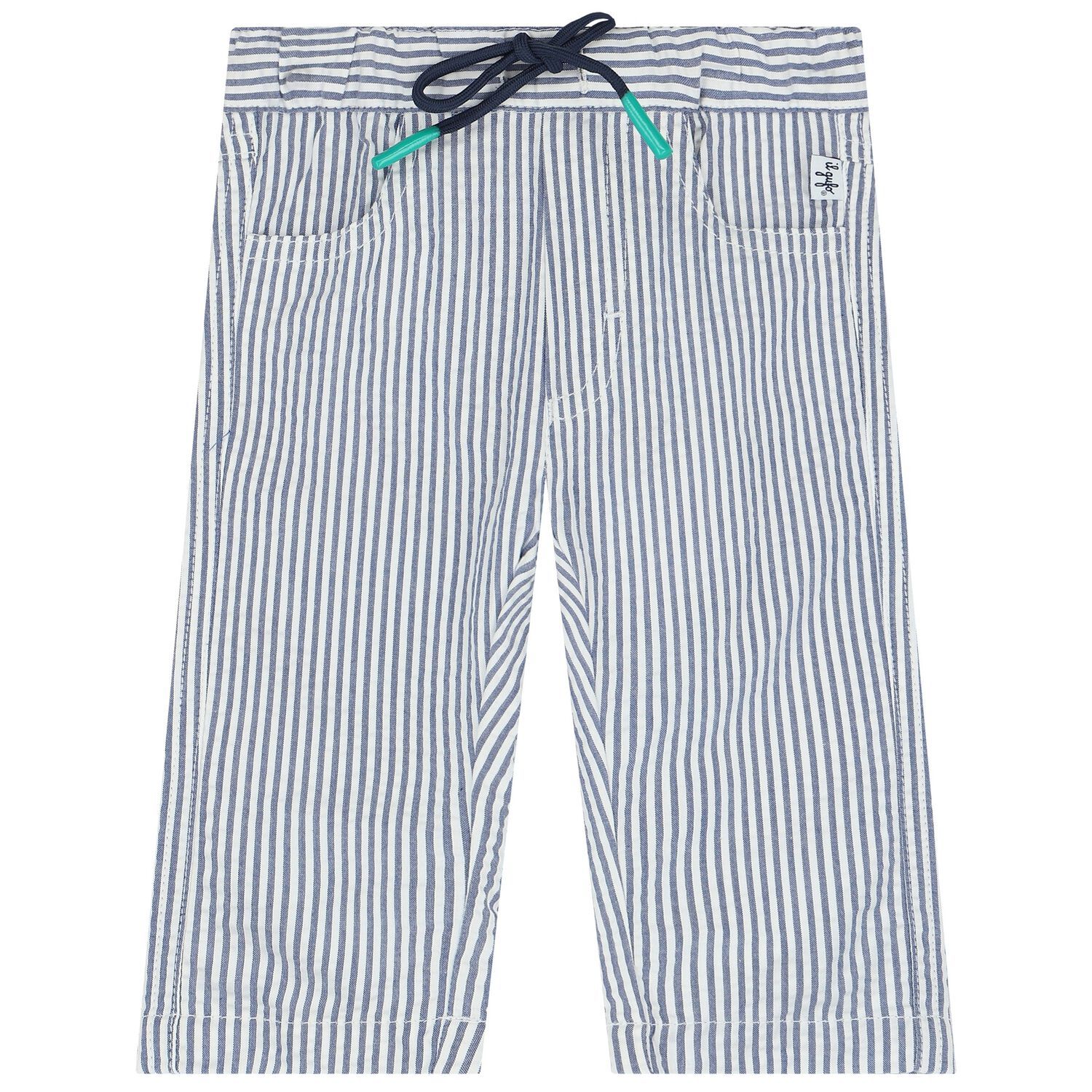 Baby Boys Blue & White Trousers, 1, hi-res