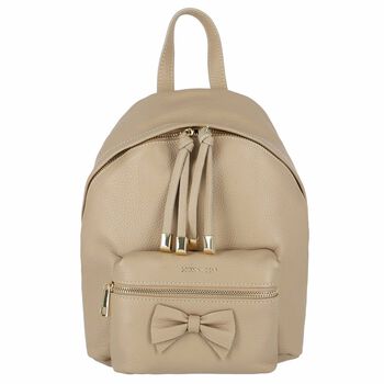 Girls Beige Leather Backpack 