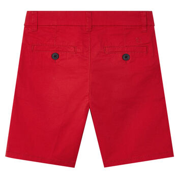 Boys Red Cotton Twill Shorts