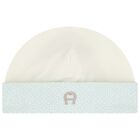 Baby Boys Ivory & Blue Logo Hat, 2, hi-res