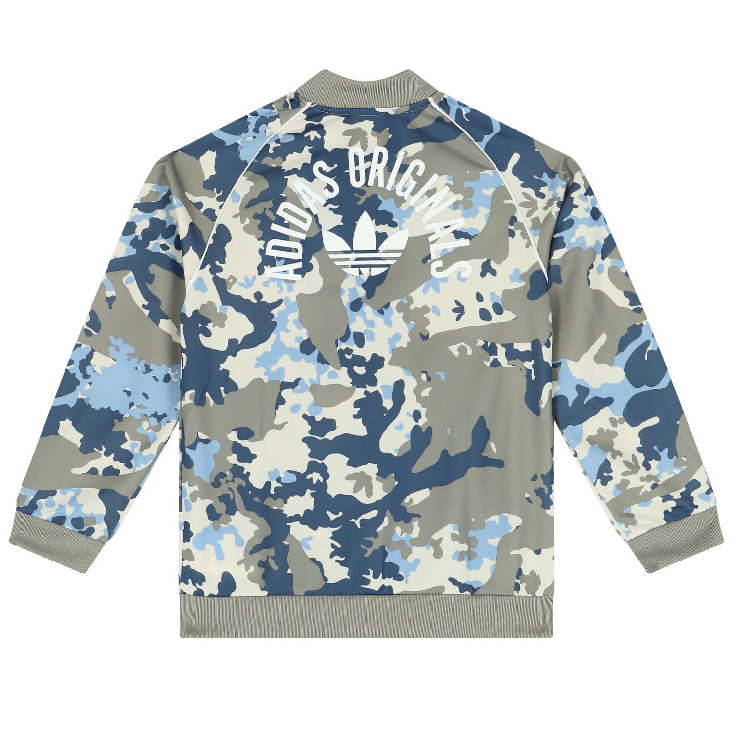 White & Grey Camoflague Logo Zip Up Top, 1, hi-res image number null