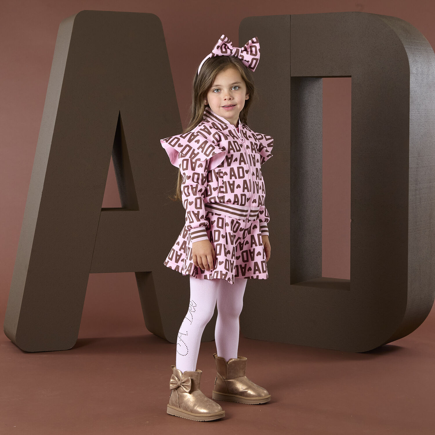 Girls Metallic Gold Faux Leather Bow Boots, 1, hi-res