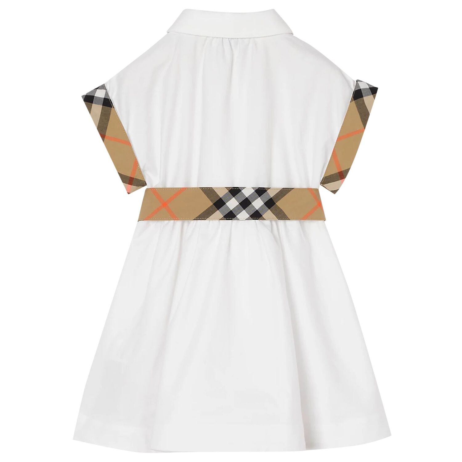 Baby Girls White Check Dress, 1, hi-res