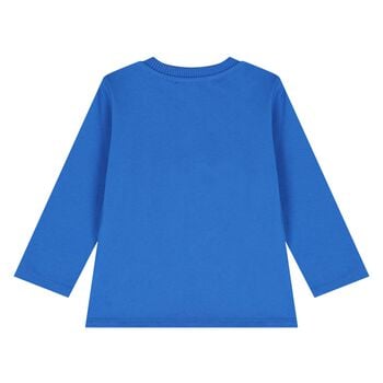 Younger Blue Teddy Bear Logo Long Sleeve Top