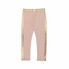Girls Nude & Gold Logo Leggings, 1, hi-res