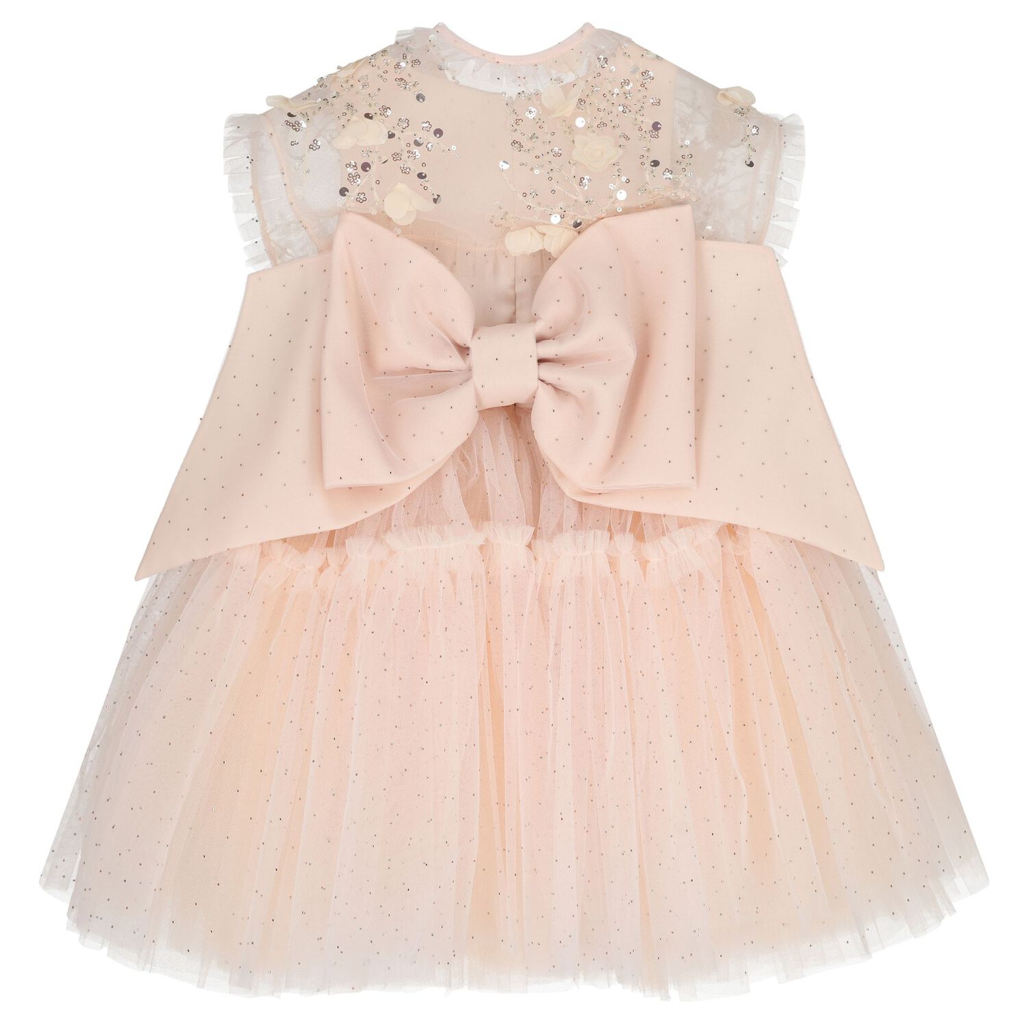 Girls Pink Rhinestone Tulle Dress, 1, hi-res