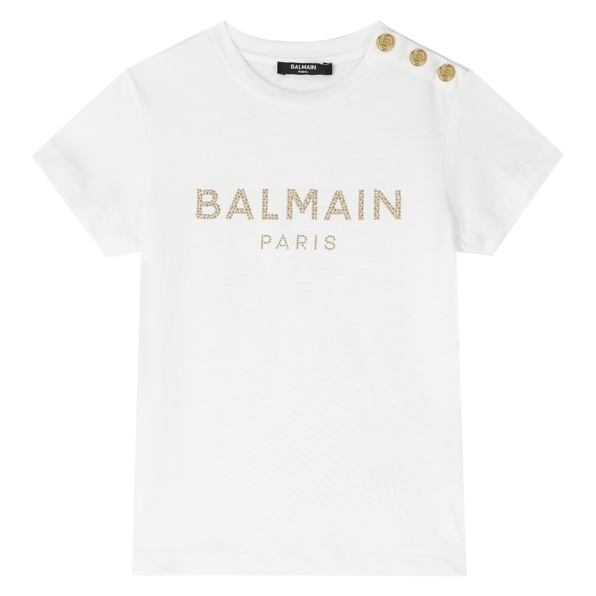 Balmain Girls White Logo T Shirt Junior Couture UAE