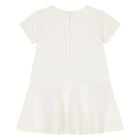 Younger Girls Ivory & Gold Logo Dress, 1, hi-res
