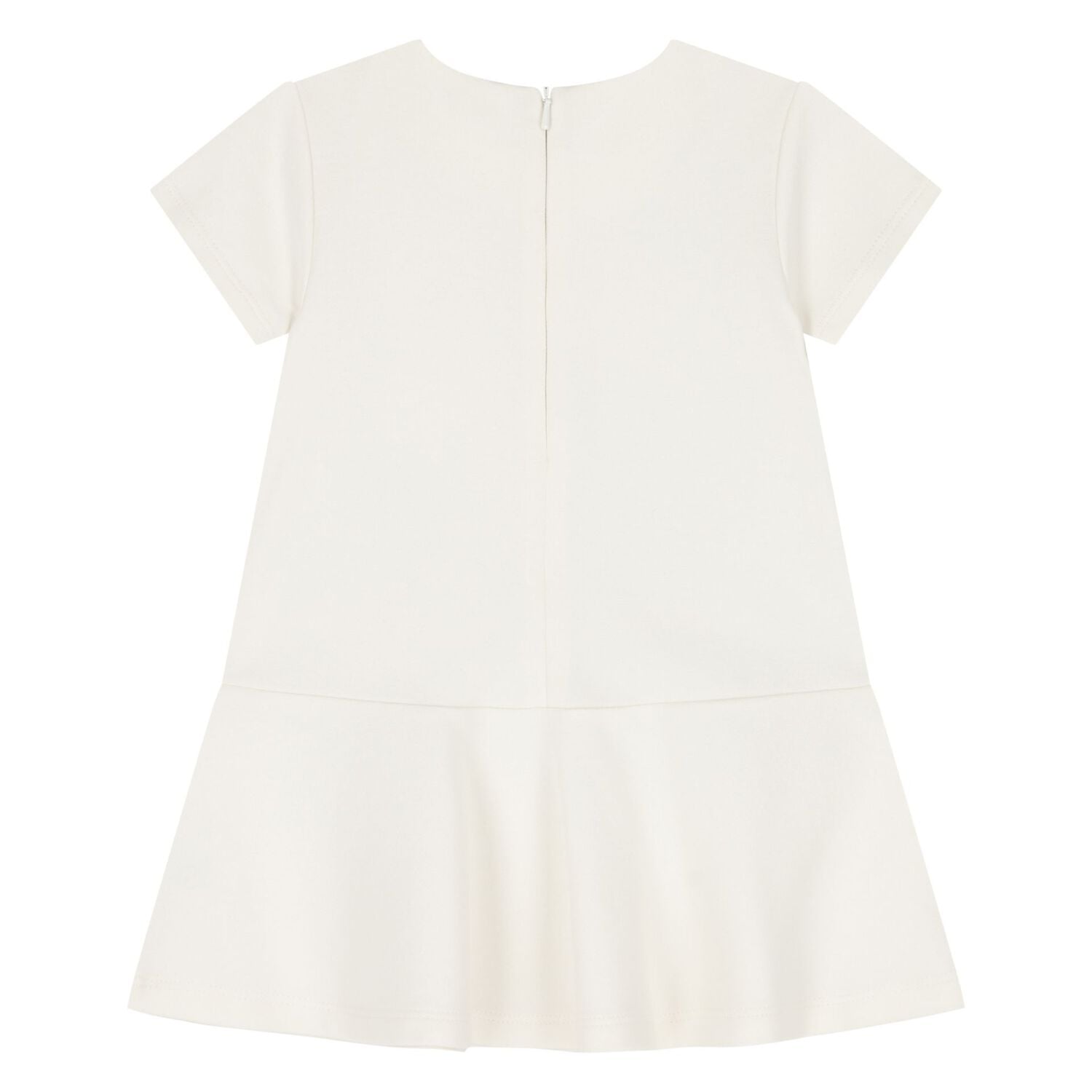 Younger Girls Ivory & Gold Logo Dress, 1, hi-res