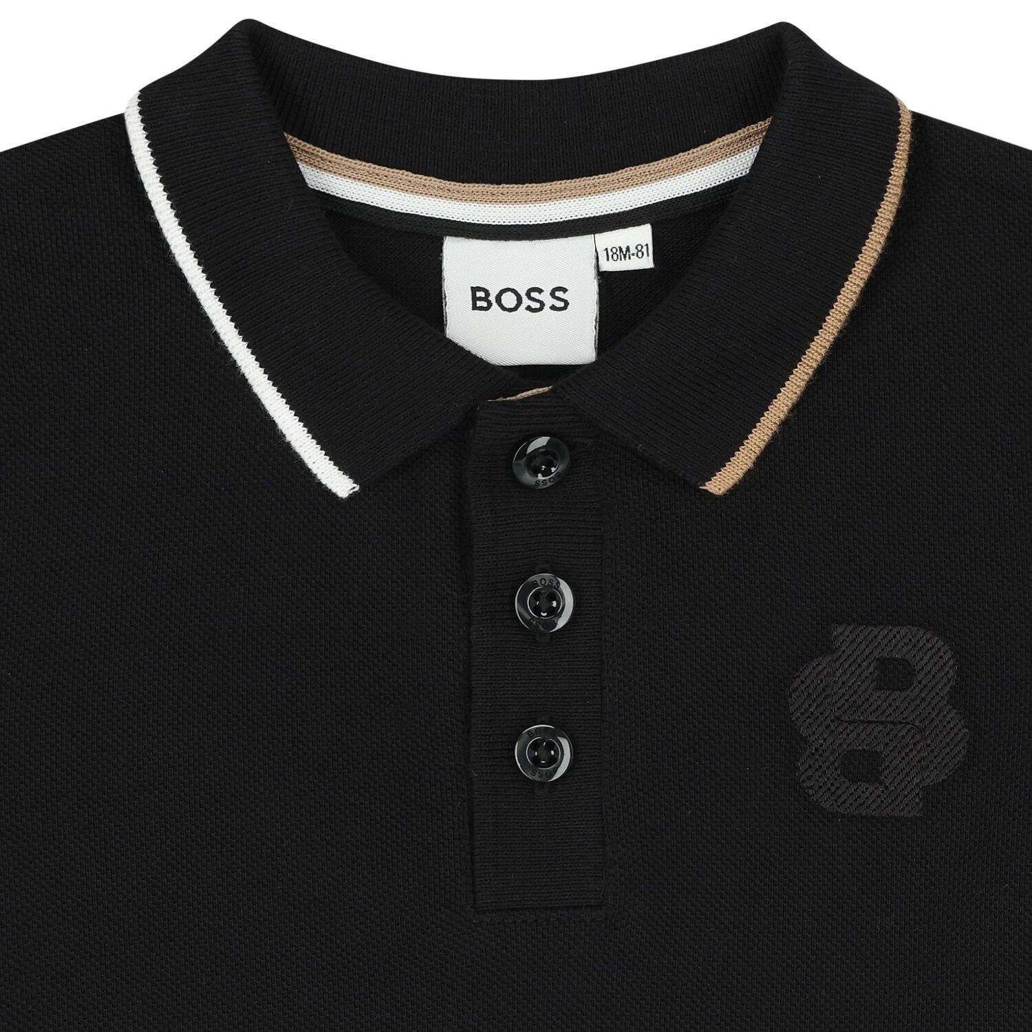 Younger Boys Black Logo Polo Shirt, 1, hi-res image number null