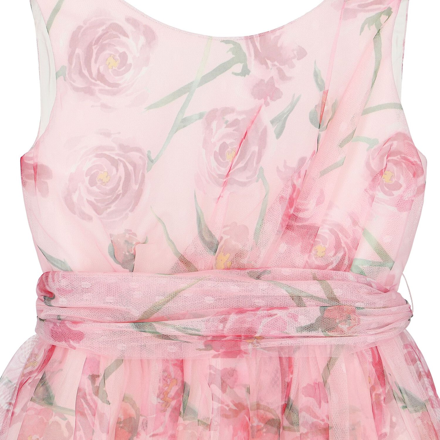 فستان بنات تول بطبعة الزهور باللون الوردي, 1, hi-res image number null