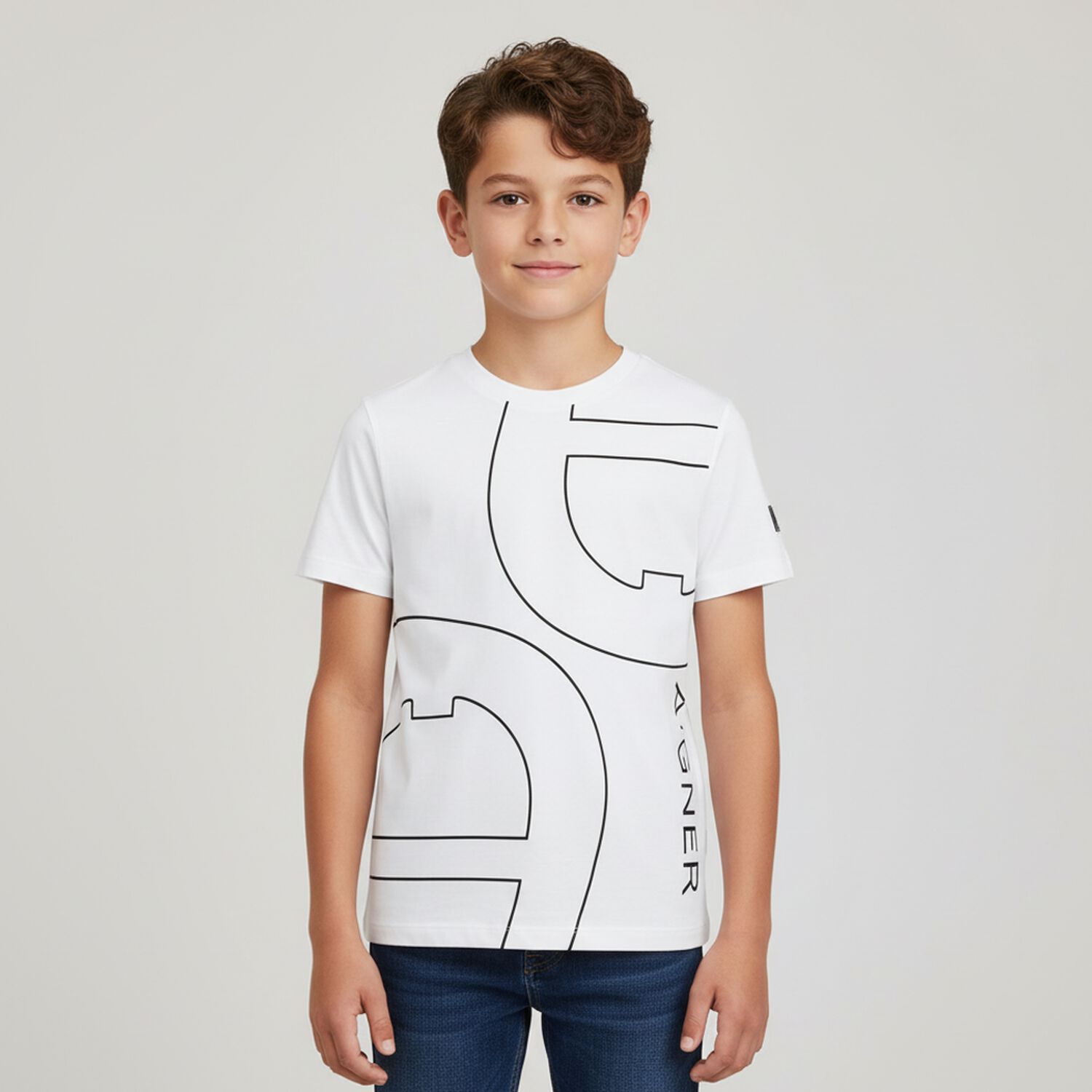 Boys White Logo T-Shirt, 1, hi-res