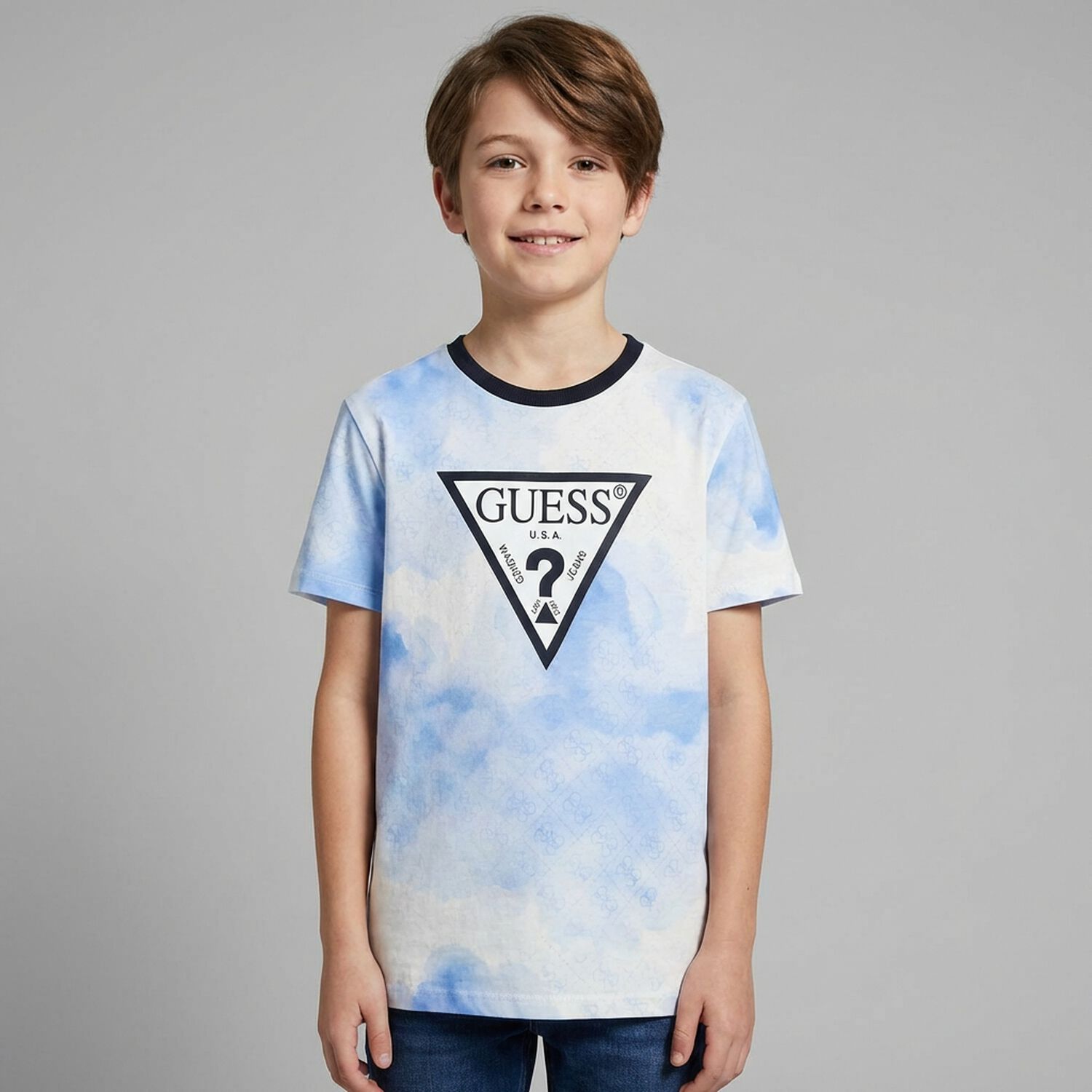 Boys White & Blue Logo T-Shirt, 1, hi-res