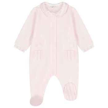 Baby Girls Pink Velour Sheep Babygrow