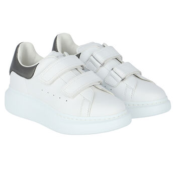 White & Silver Logo Trainers