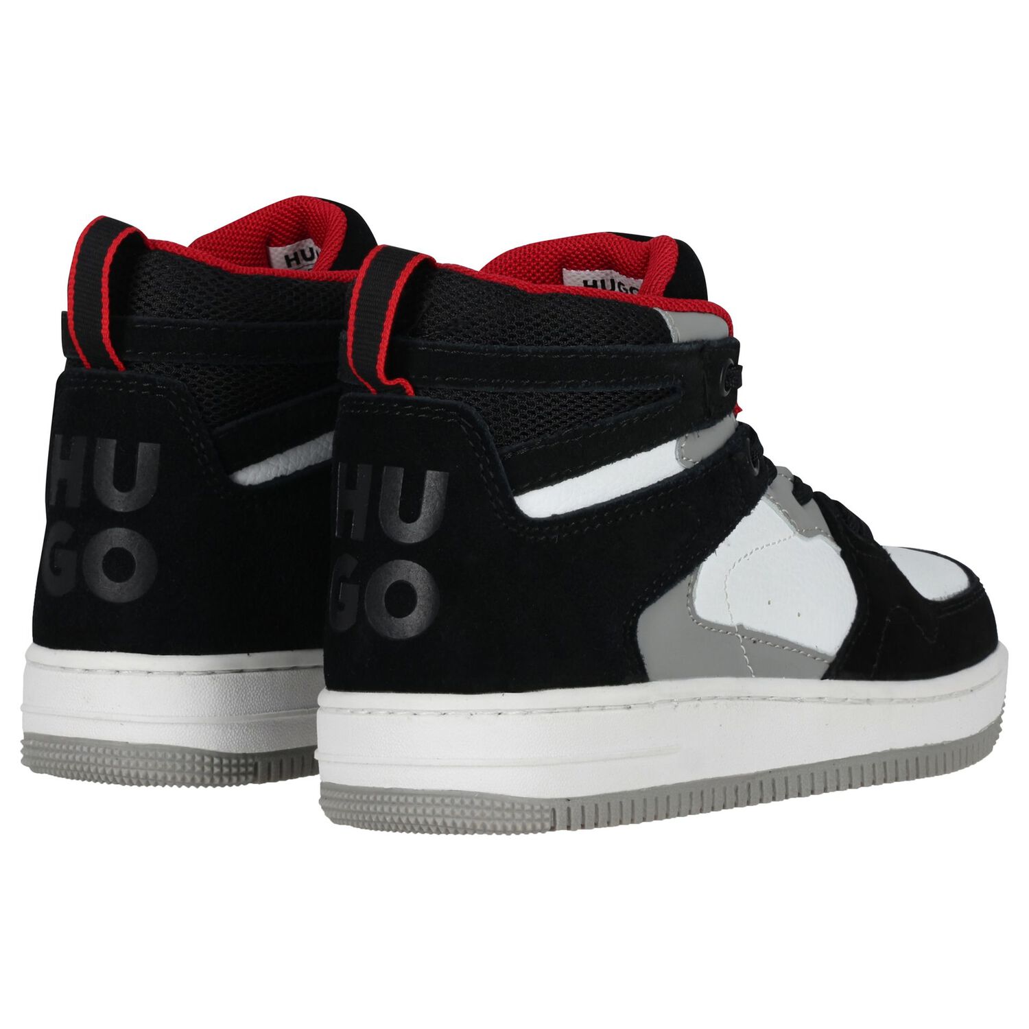 Boys Black & White Logo Trainers, 1, hi-res