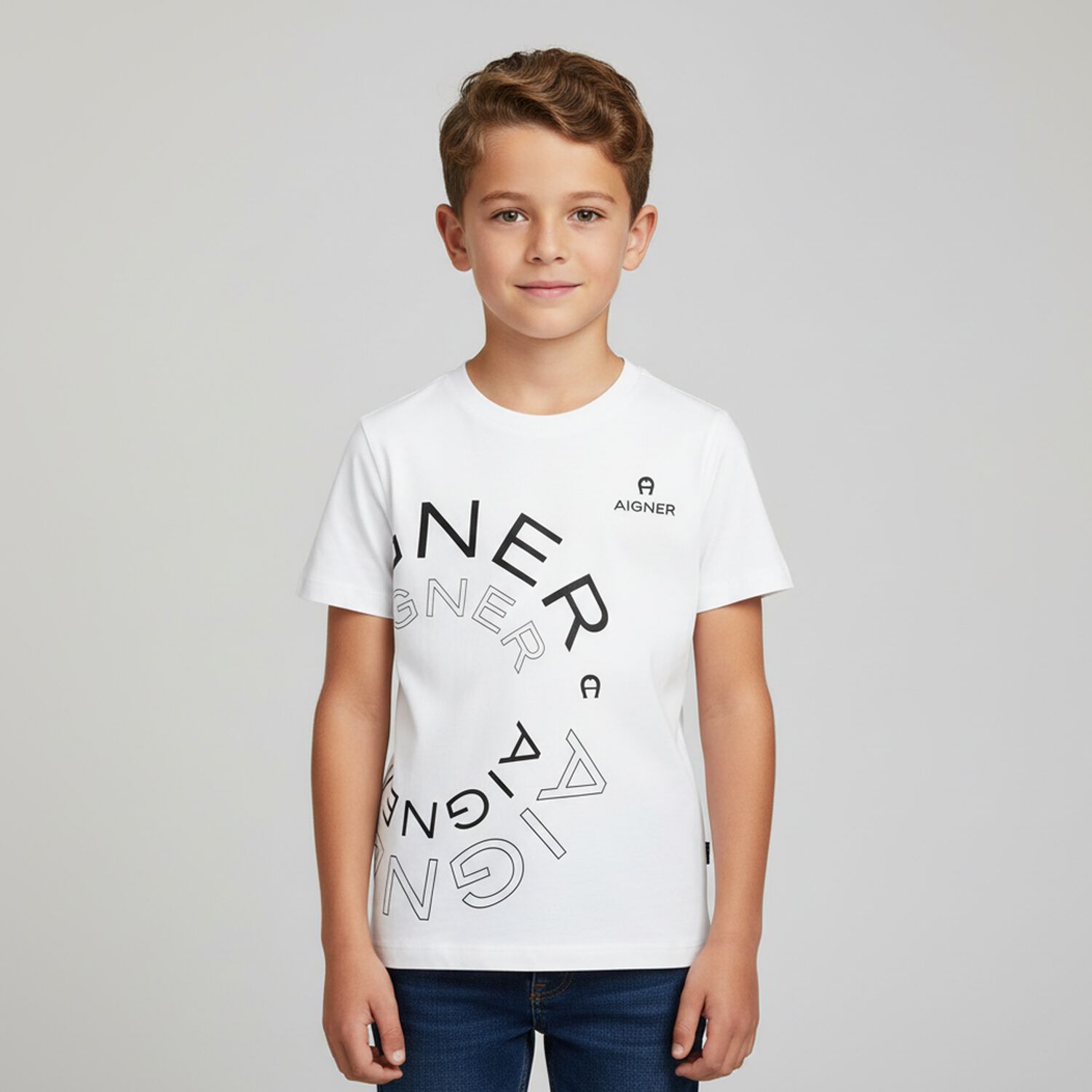 Boys White Logo T-Shirt, 1, hi-res image number null
